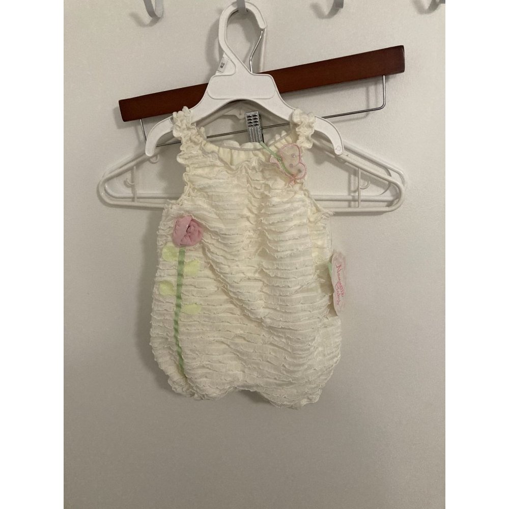 Nannette Baby Girl's Baby Frilled Romper, White, 6-9M